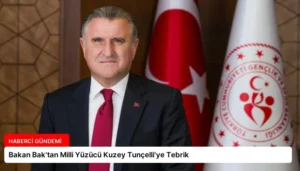 Bakan Bak’tan Milli Yüzücü Kuzey Tunçelli’ye Tebrik